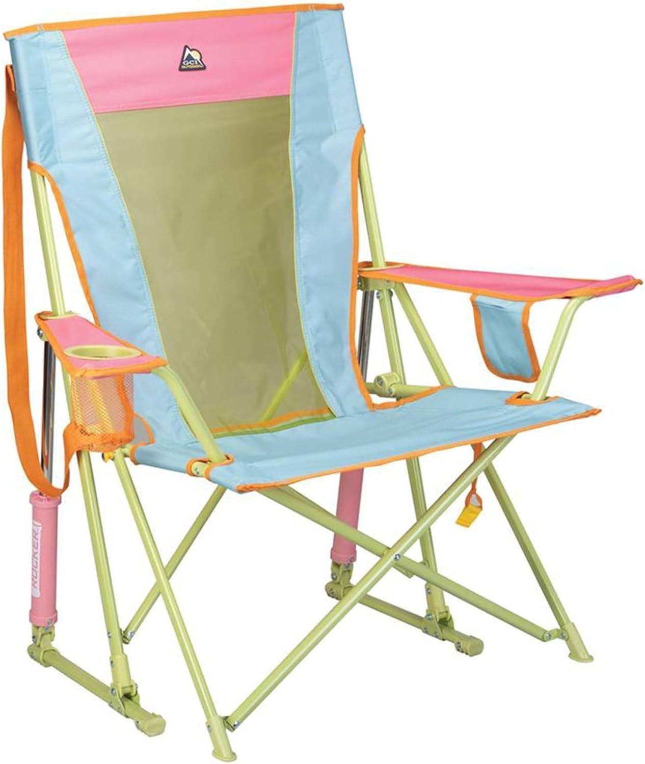 Outdoor Comfort Pro Rocker Camping Chair | Portable Folding Rocking Chair with Durable Armrests & Drink Holder — Sweet Tea