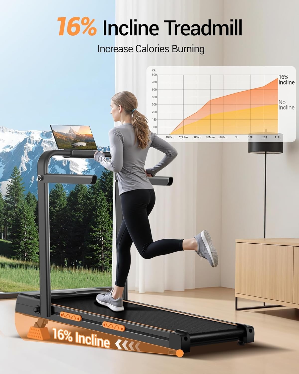 4-in-1 Under Desk Treadmill with Handles, Foldable Treadmill with 2.5 HP Quiet Brushless, 330 LBS Capacity