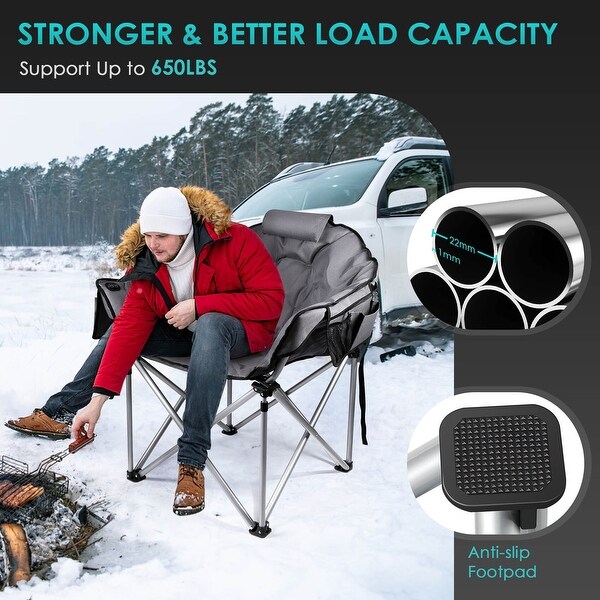 Oversized Heated Camping Chair with 20,000mAh Power Bank,10S Quick Heated Chair,3 Levels Adjustable Heated Camp Chairs