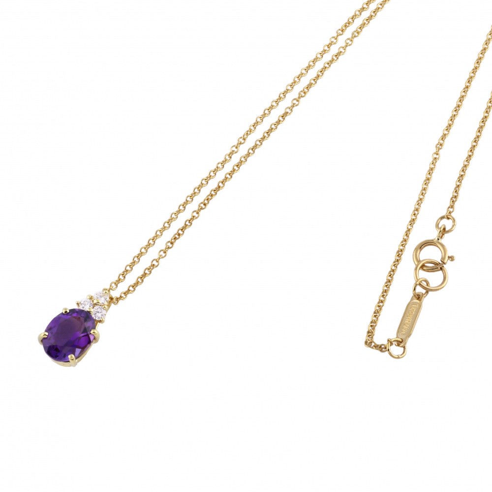 Tiffany & Co. Tiffany Amethyst Diamond K18YG Yellow Gold Necklace
