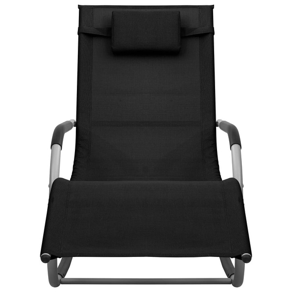 vidaXL Sun Lounger Textilene Black and Gray