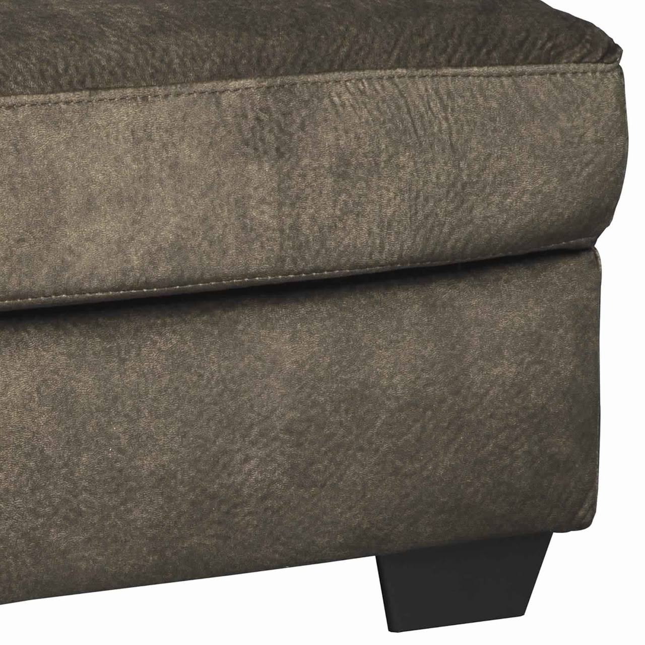 Benzara BM206195 Wooden Ottoman with Welt Trims Details and Block Legs Brown and Black