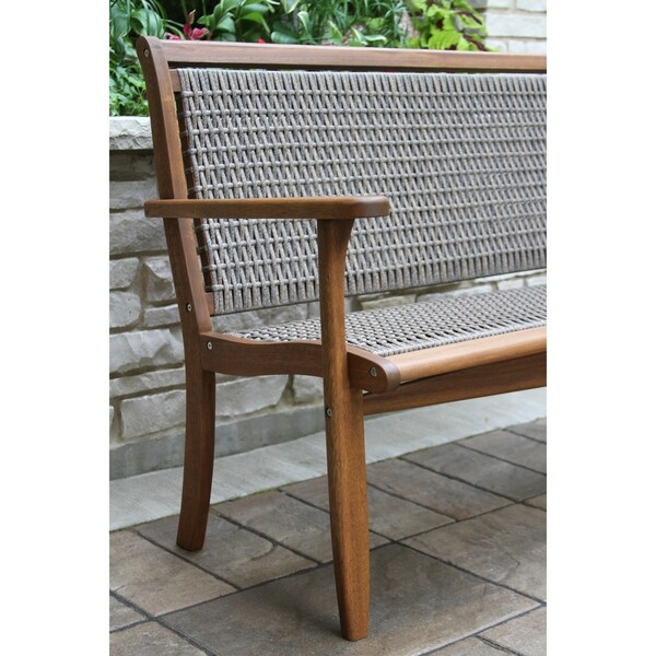 Eilaf Driftwood Grey Wicker and Eucalyptus Bench
