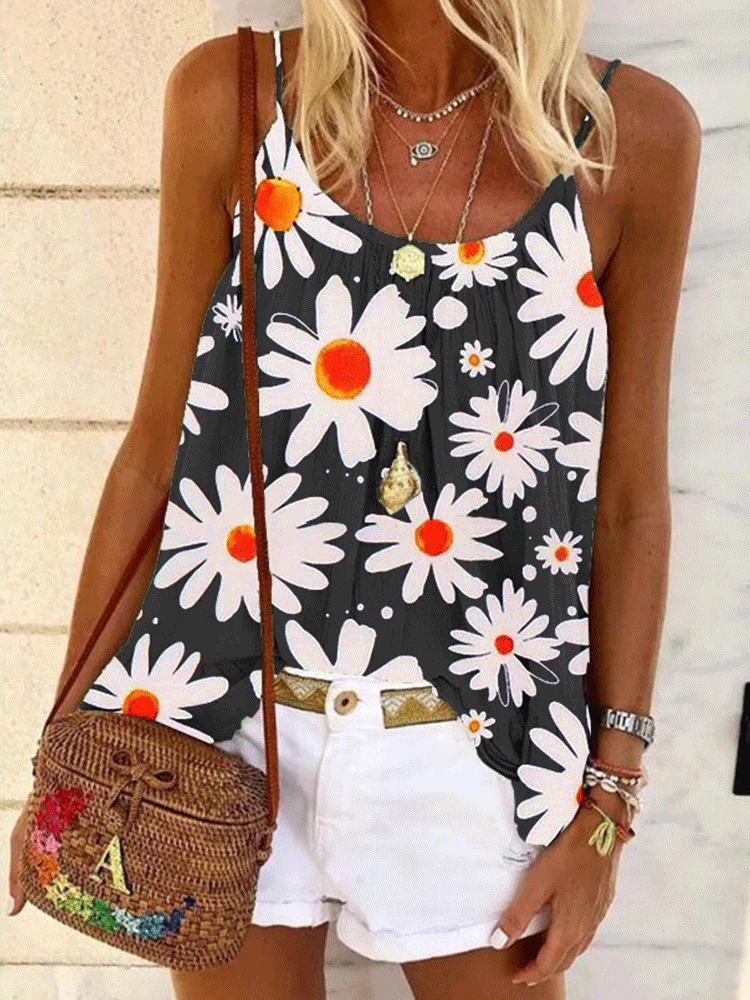 Spaghetti Strap Daisy Tank TopClistos