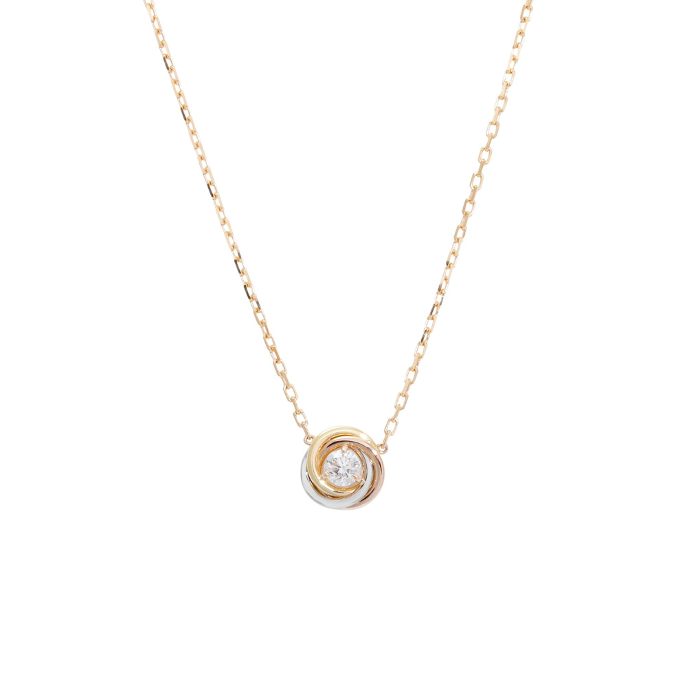 Cartier Trinity Brilliant Cut Diamond Necklace Tri-Gold B7224900