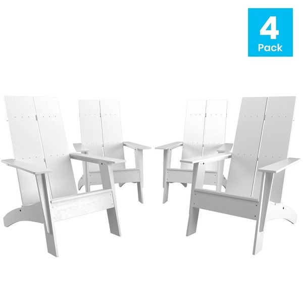 Modern Dual Slat Back Adirondack Style Chairs,Set of 4