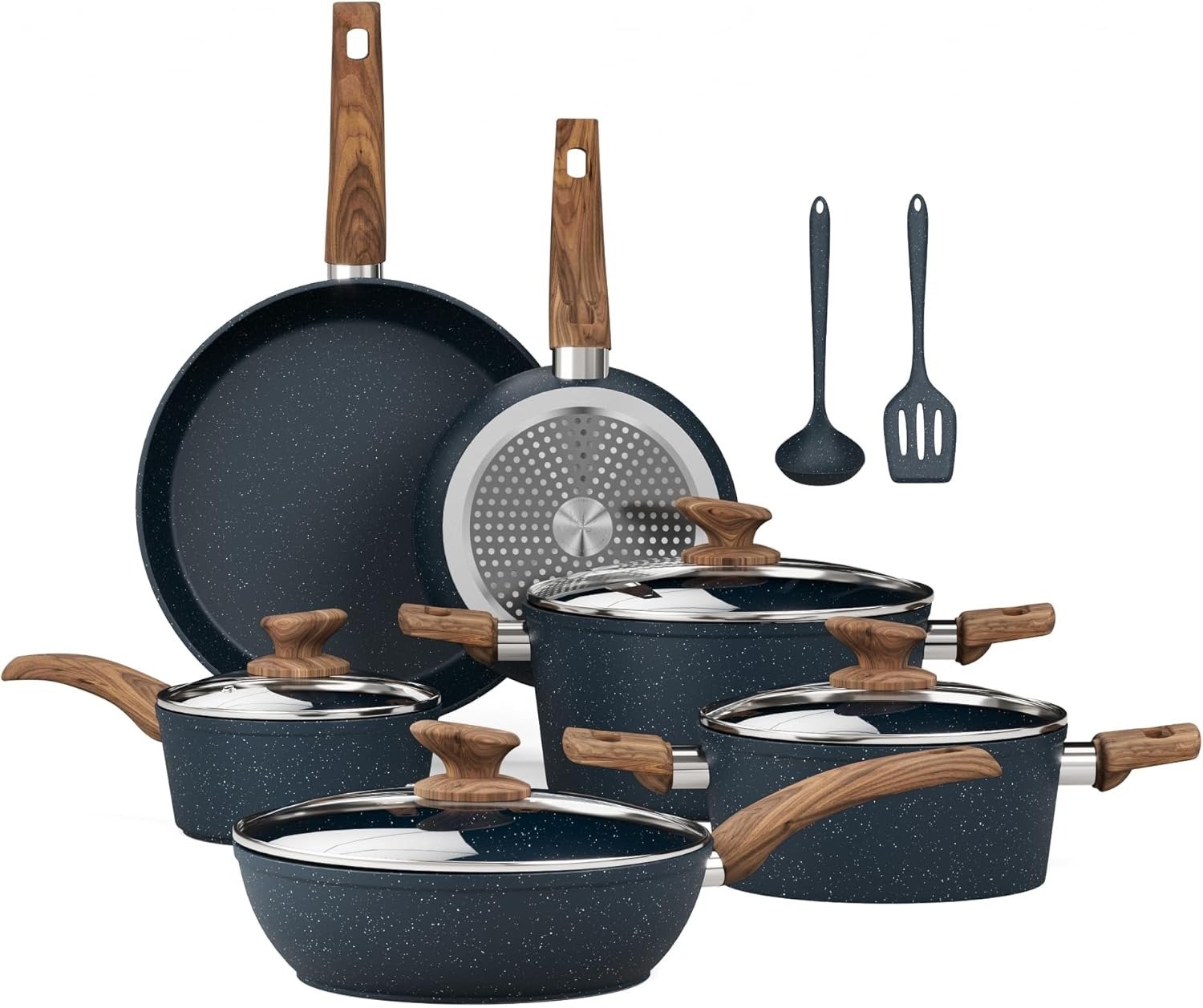 12-Piece Induction Nonstick Cookware Set Kitchen Multi-Functional Pots and Pans Collection