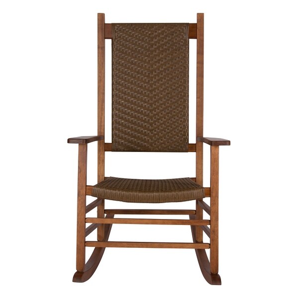 Hampton Genuine Hardwood Rocking Chair with WeatherResistant Woven Wicker Back (Set of 2)