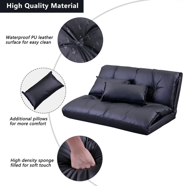 Lazy Sofa Adjustable Folding Futon Sofa with Pillows