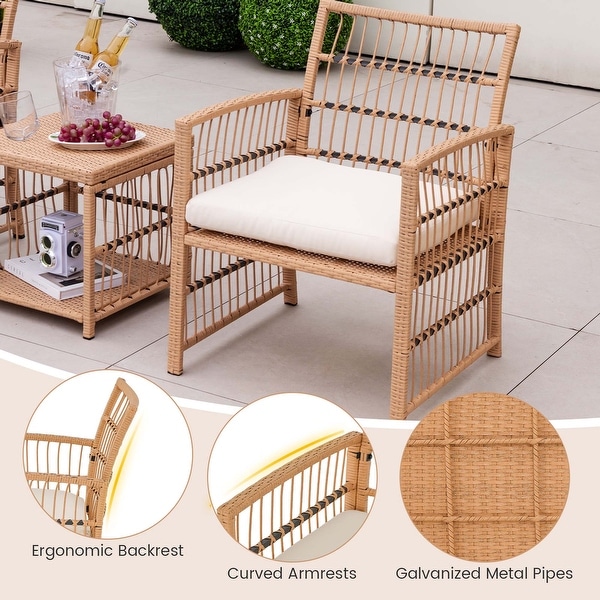 Costway 5 Piece Patio Rattan Wicker Conversation Set with 2Tier