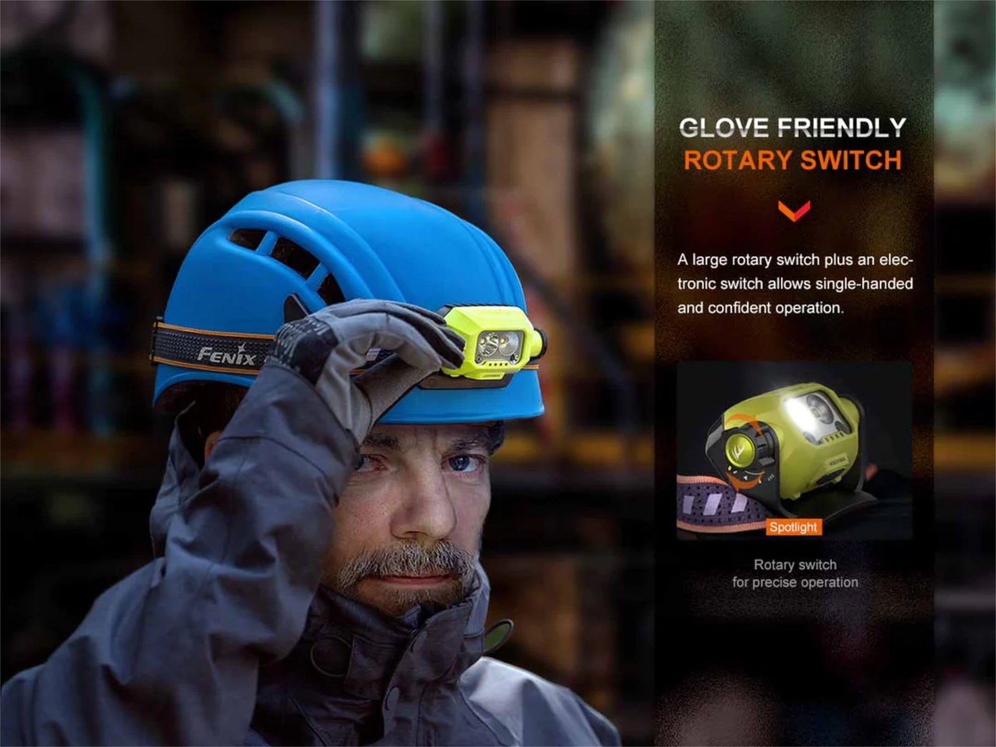 Fenix WH23R Gesture Sensing Industrial Headlamp with Spot and Flood Dual Beam, with a Lumintrail USB Wall Charger