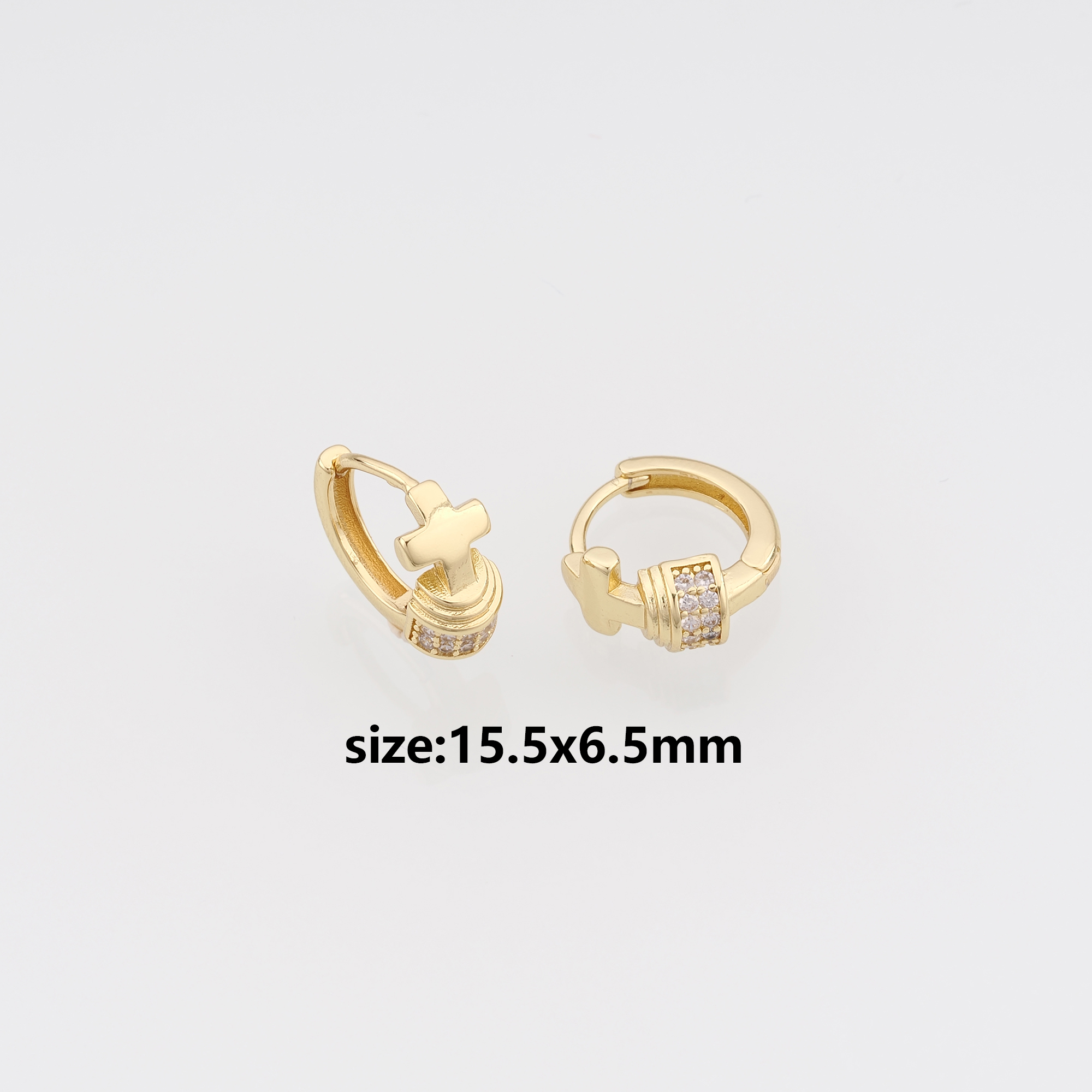 18K Gold Filled Cross Hoop Earrings,Zirconia Earrings,Gold Hoops,Dainty CZ Hoops Huggie