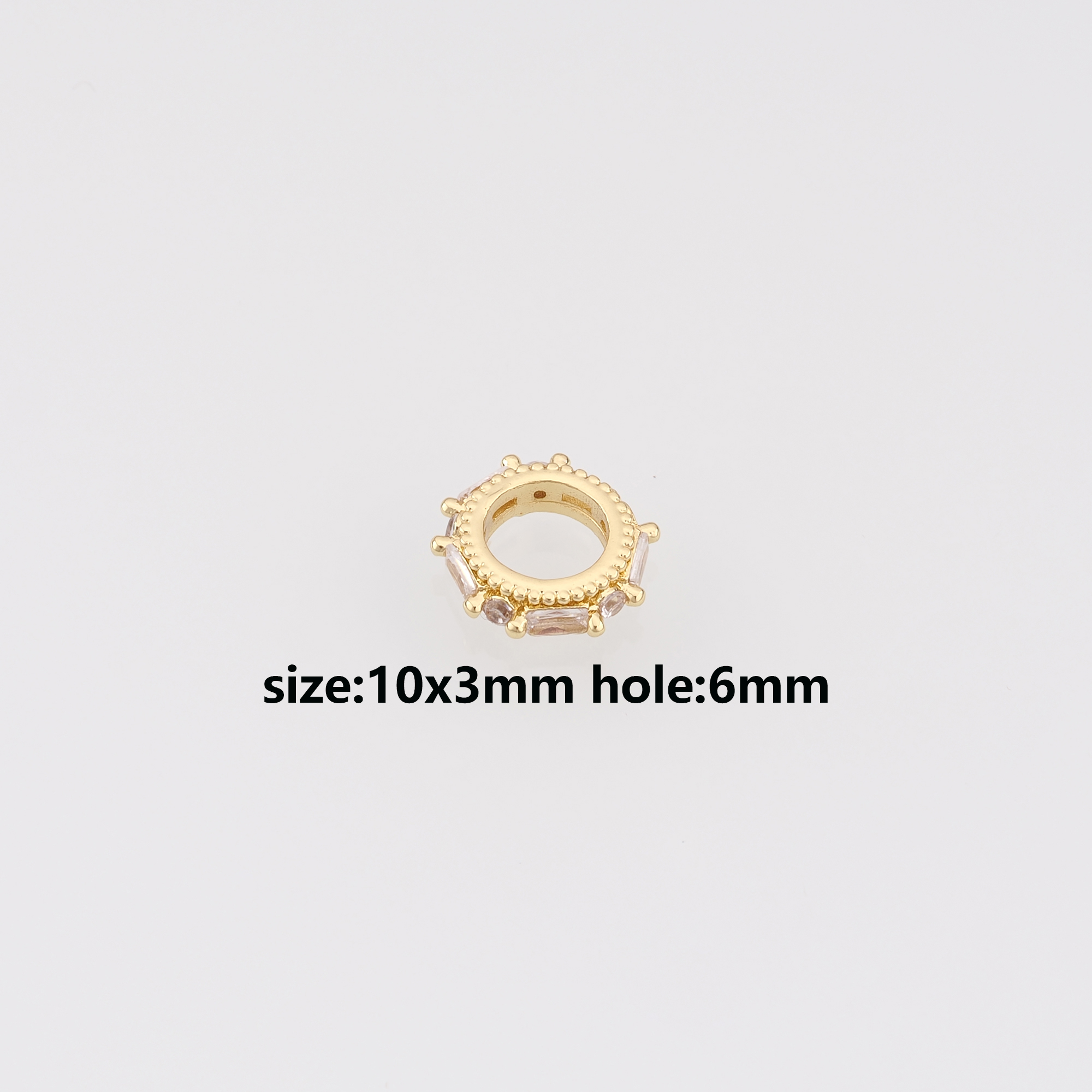 18K Gold Filled Round Flat Spacer Beads,CZ Micro Pave Round Spacer Beads,DIY Jewelry Making Supply