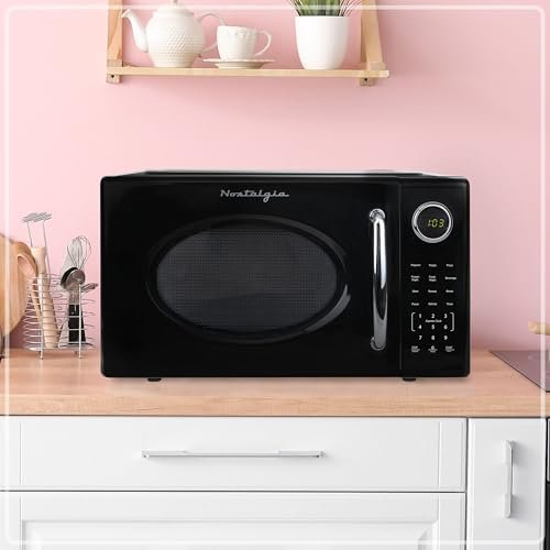 1000W Microwave Oven 1.1 Cu Ft Capacity – Child Safety Lock, 8 Auto-Cook Settings – Countertop Kitchen Appliance – Black