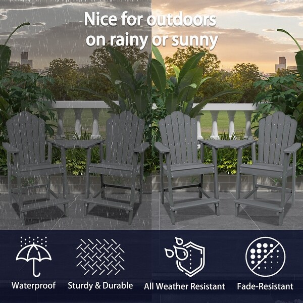 Patio Tall Adirondack Chair Set with Connecting Tray (Set of 2)