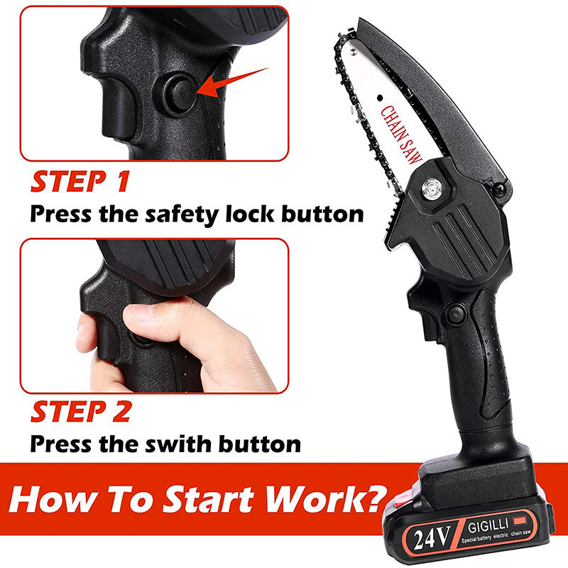 Woosir Upgraded 24V Mini Chainsaw With 2 Batteries 2 Chain