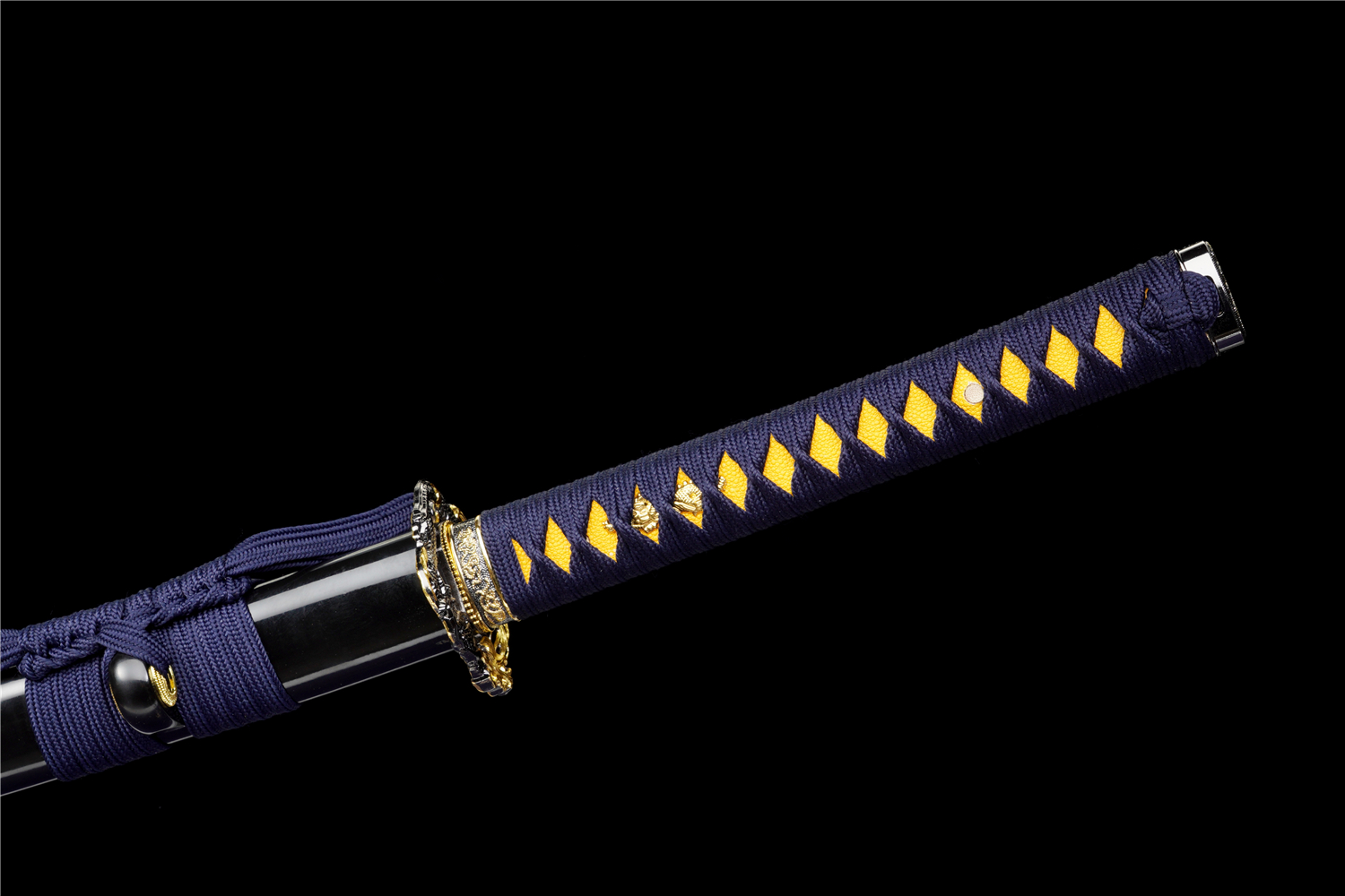 Handmade Japanese Katana High Carbon Gold Blade Dragon Tsuba Full Tang