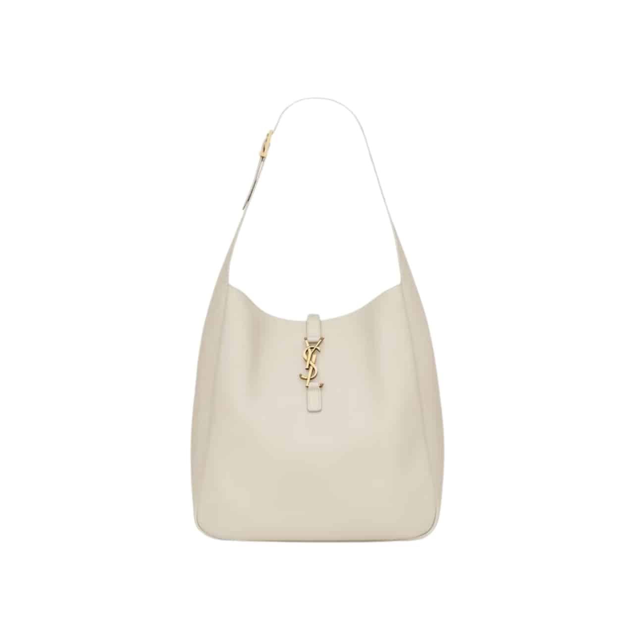 Saint Laurent Le 5 A 7 Supple Large In Grained Leather White 31Cm