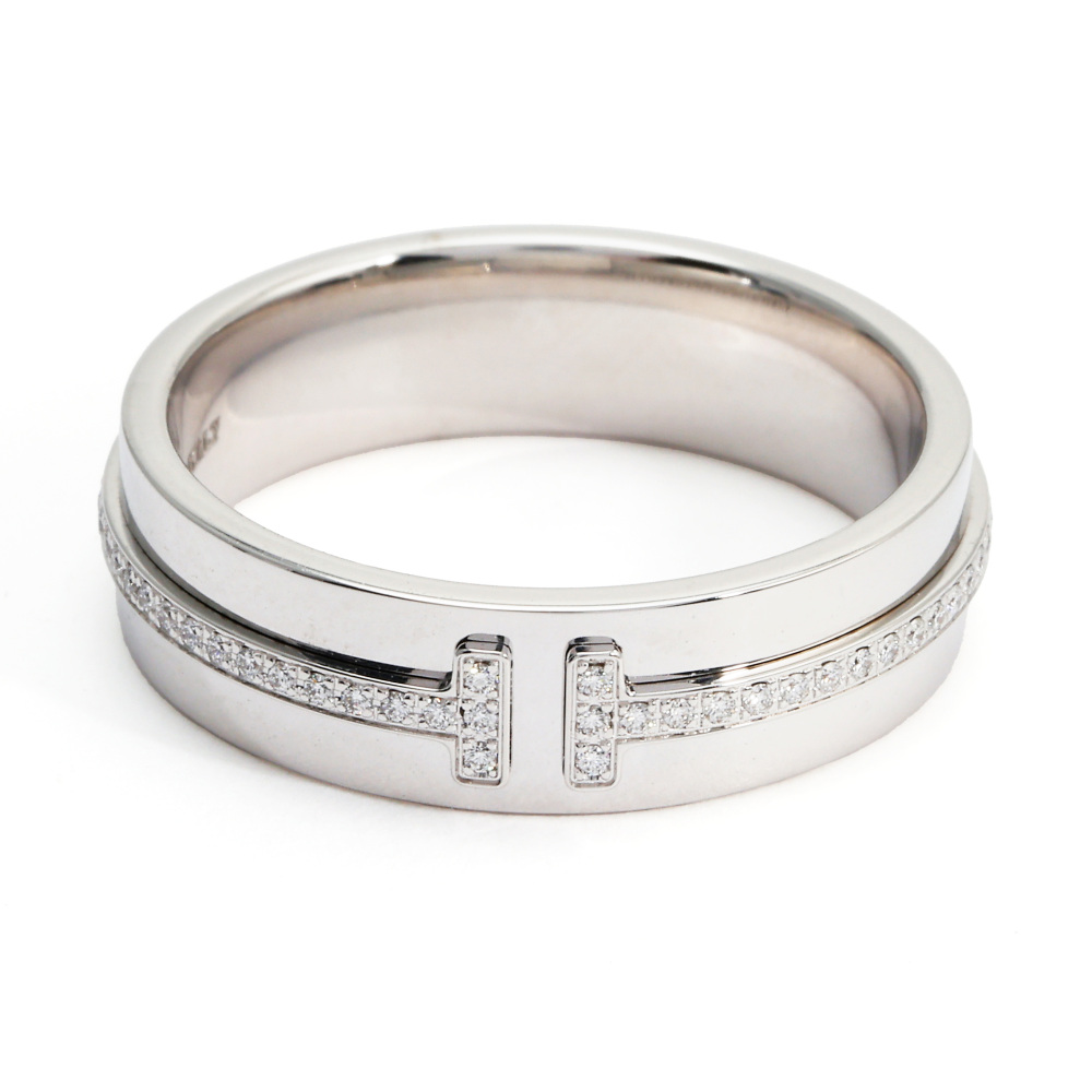 Tiffany & Co. Tiffany T Narrow Ring Wide 18K White Gold Diamond