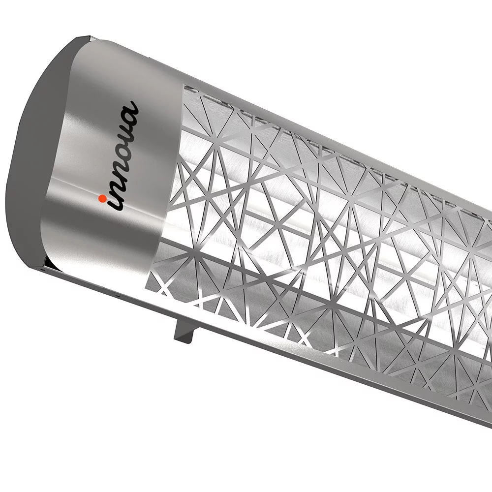 Innova-5000 Watt Electric Infrared Dual Element Heater-277 Voltage-Stainless Steel Finish-Astra Decorative Fascia-Outdoor Wall Mount Electric