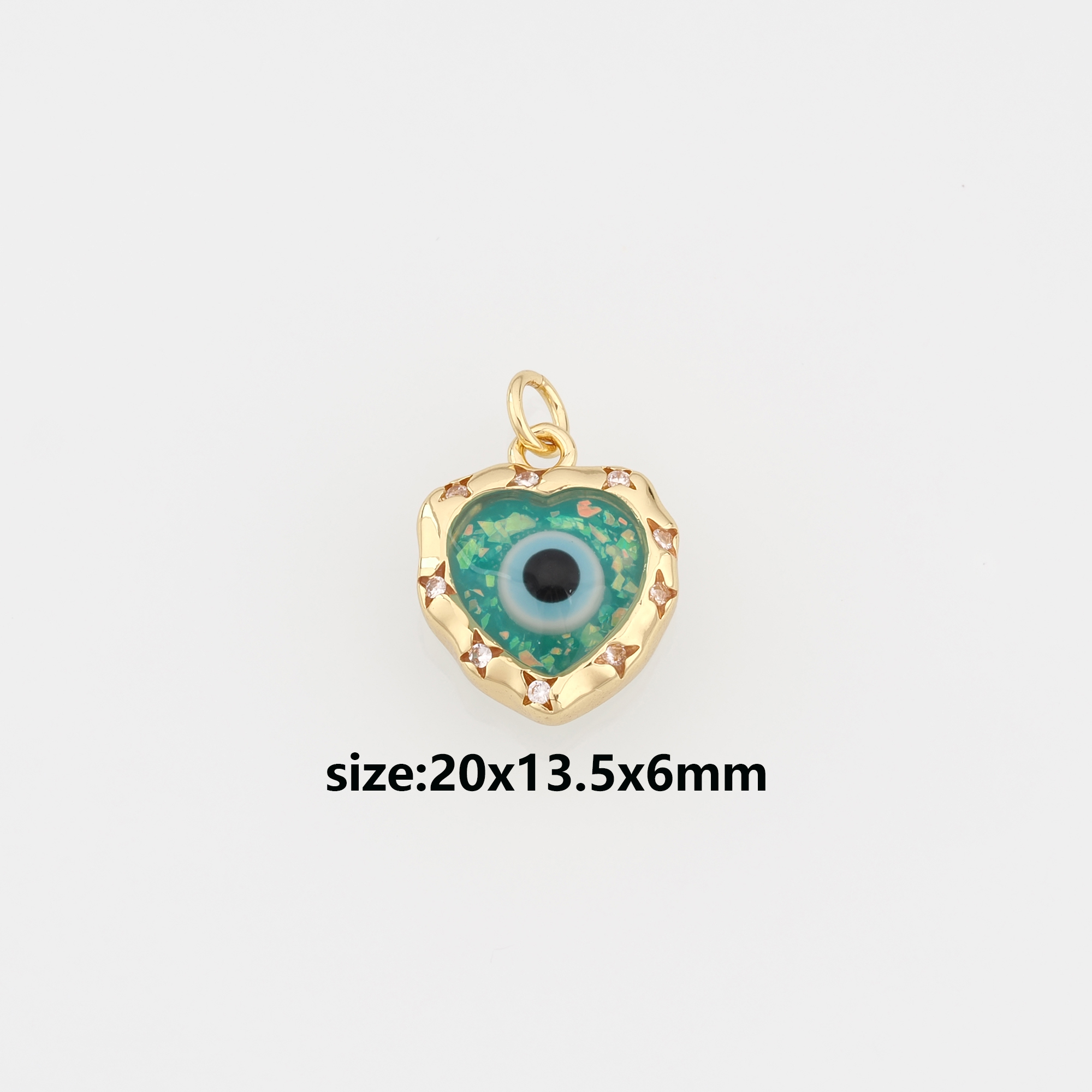 Enamel Heart Eye Pendant,18K Gold Filled Evil Eye Charm Earrings Necklace for DIY Jewelry Making Supply