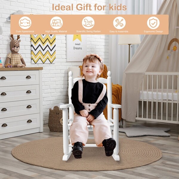 Children's Wooden Rocking Chair White Poplar
