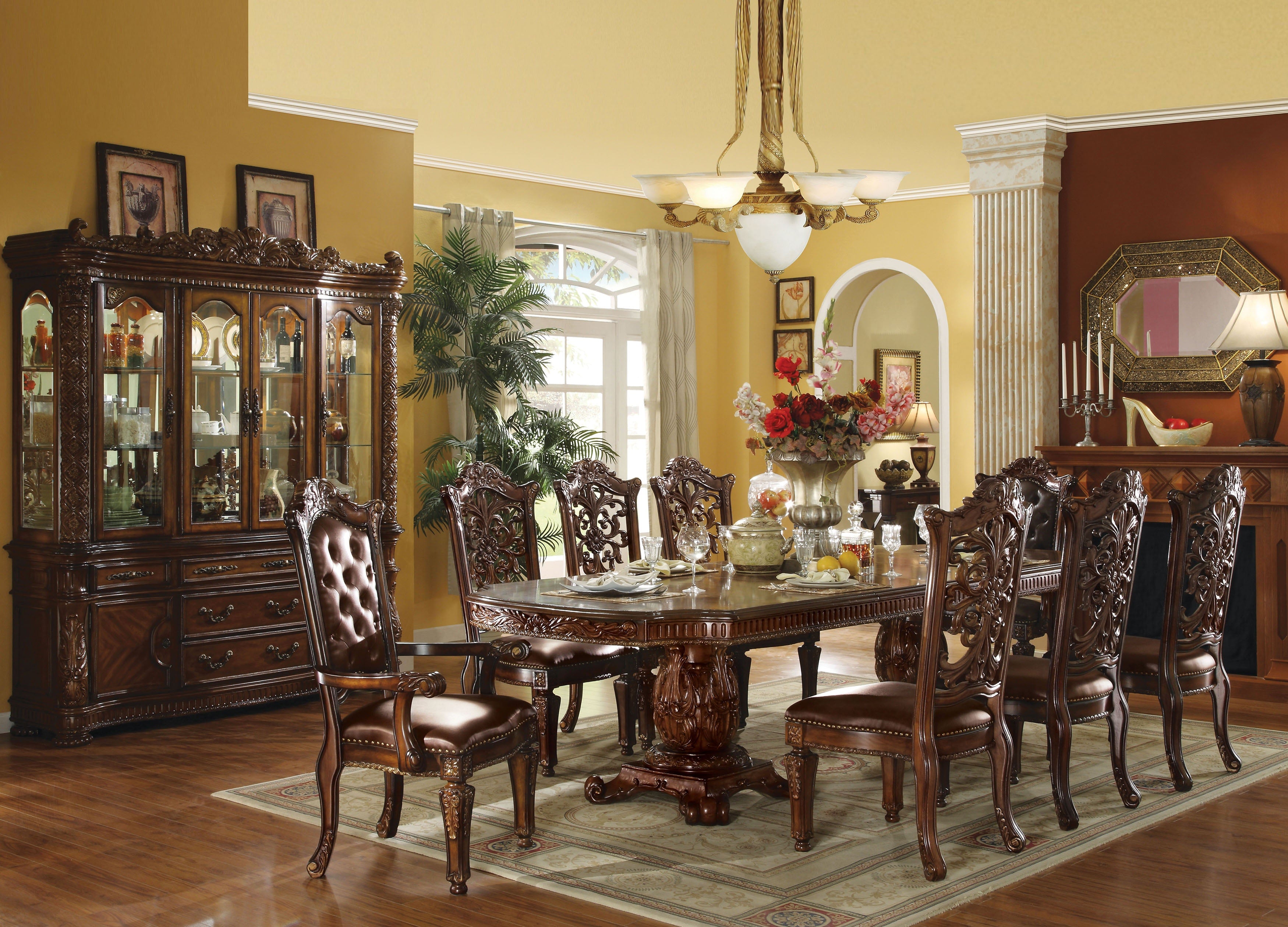 ACME Vendome Hutch and Buffet, Cherry (1Set/2Ctn)-Color:Cherry,Quantity:1,Style:Vintage/Traditional/Victorian