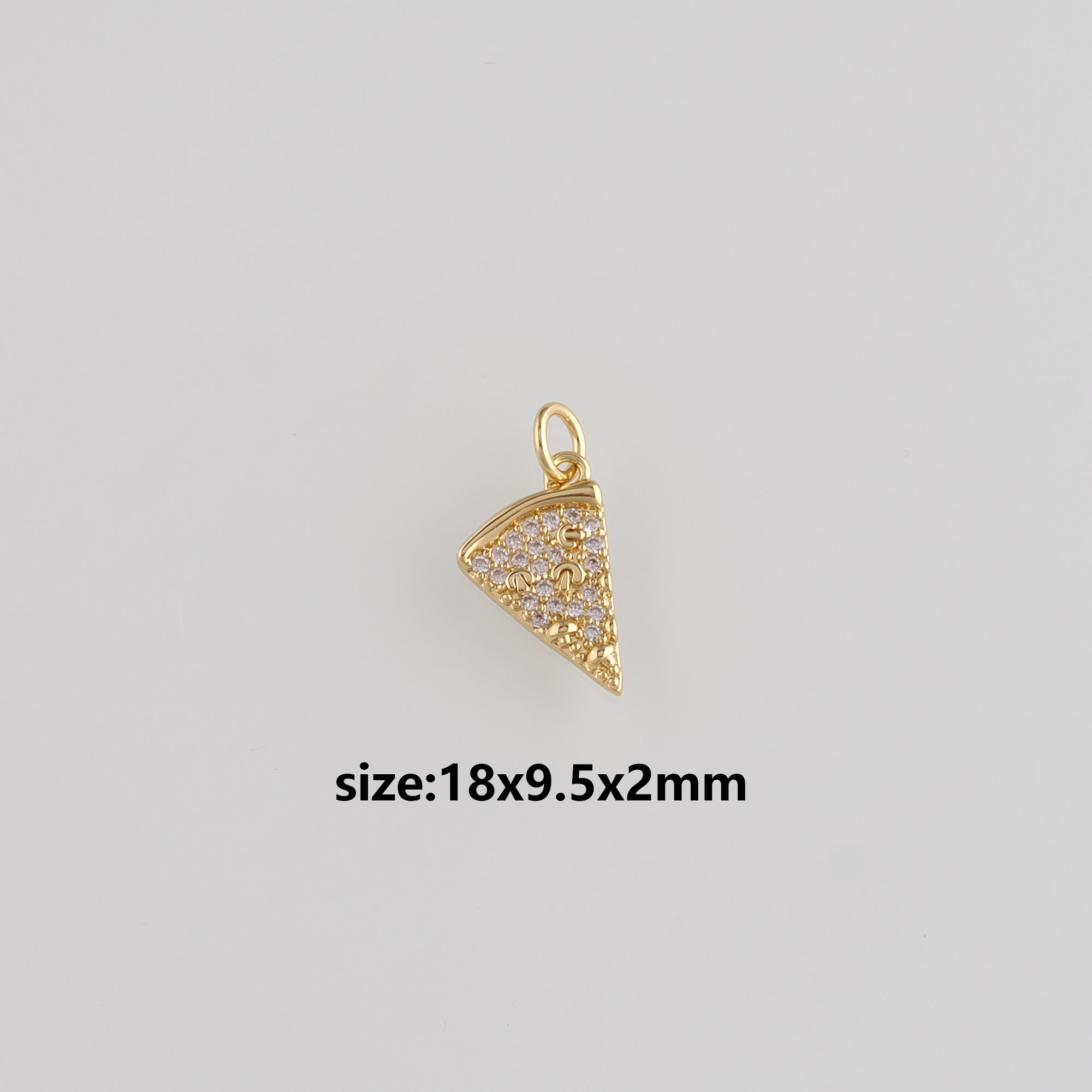 18K Gold Filled Pizza Pendant,CZ Micro Pave Pizza Charm Earrings Necklace for DIY Jewelry Making Supply