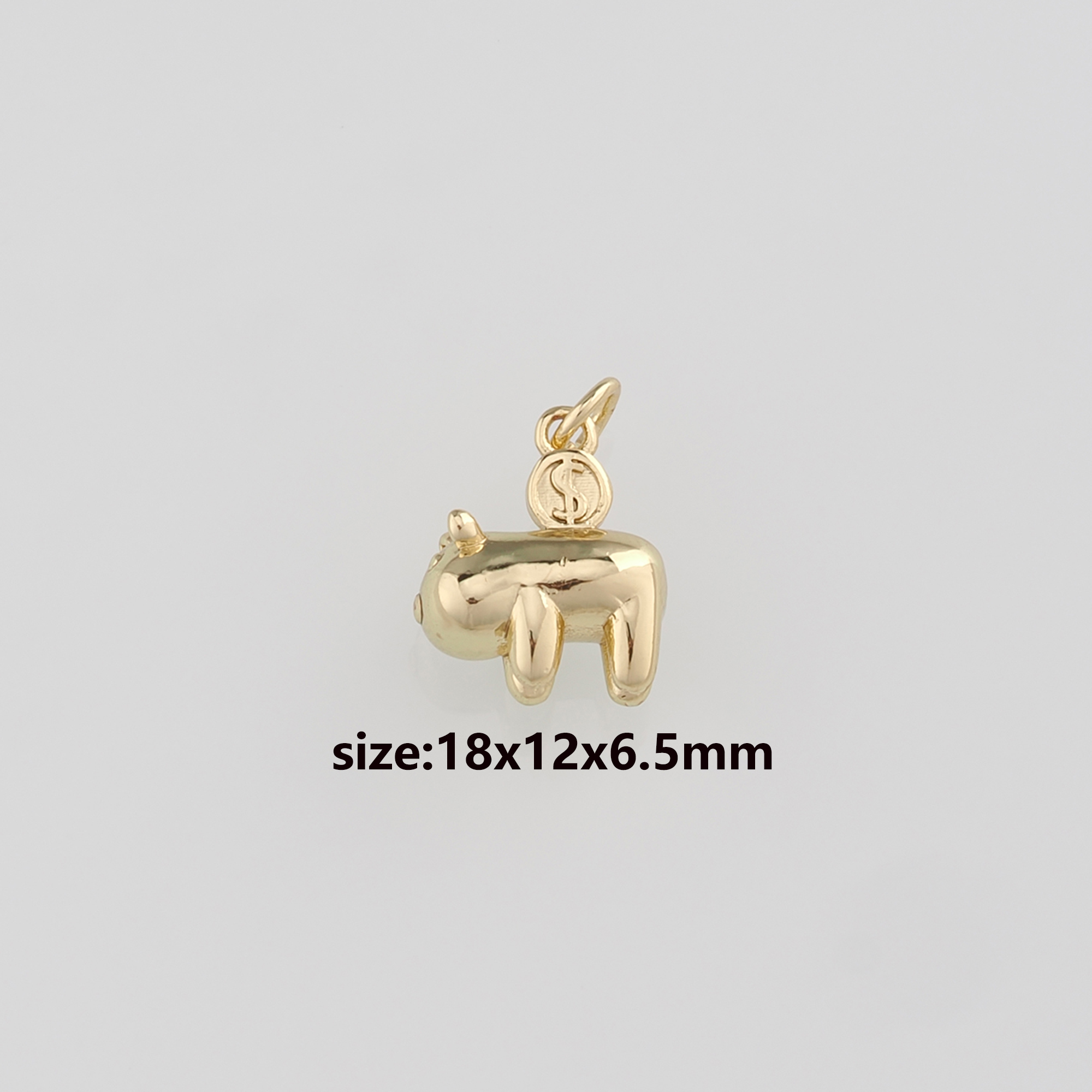 18K Gold Filled Piggy Bank Pendant,Piggy Bank Charm Earrings Necklace for DIY Jewelry Making Supply