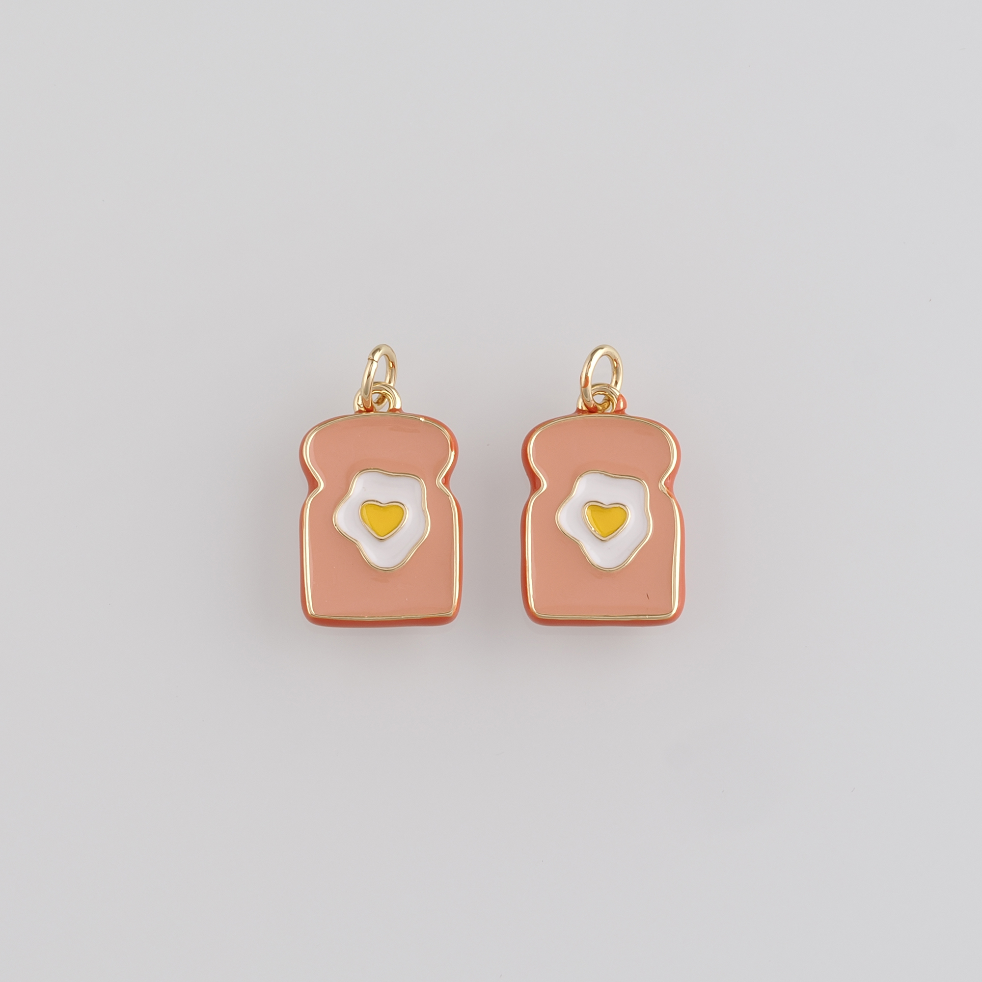 18K Gold Filled Bread Pendant,Enamel Bread Charm Earrings Necklace for DIY Jewelry Making Supply