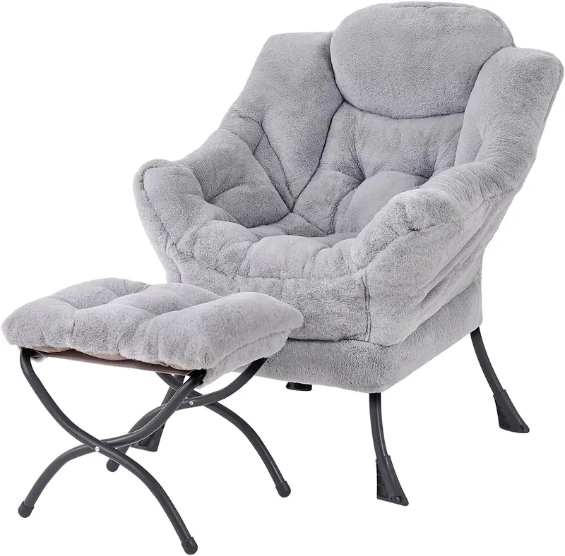 Tiita Modern Lazy Lounge Chair with Matching Ottoman – Large Leisure Armchair Set