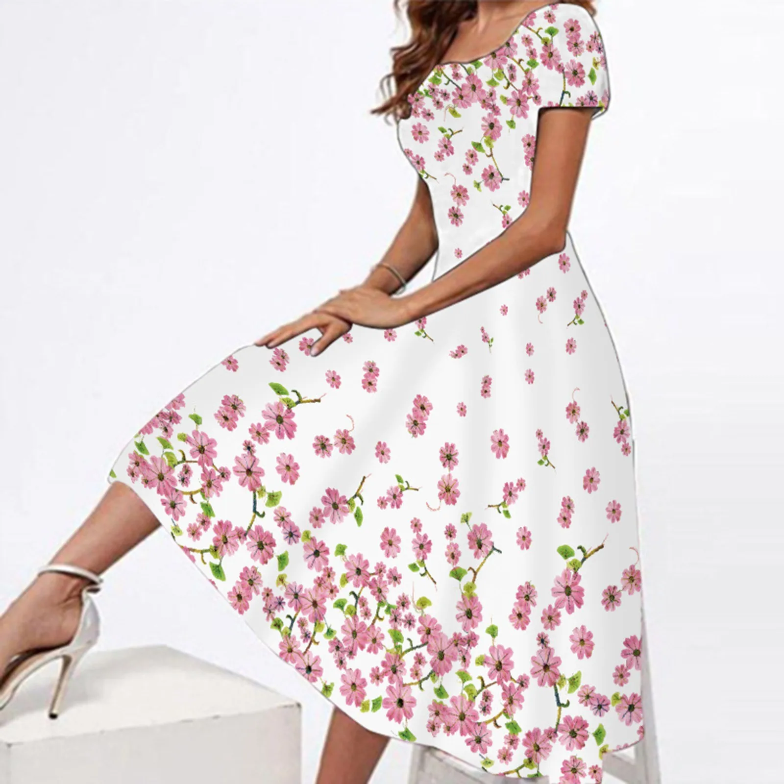 Printed Fit & Flare Maxi DressClistos