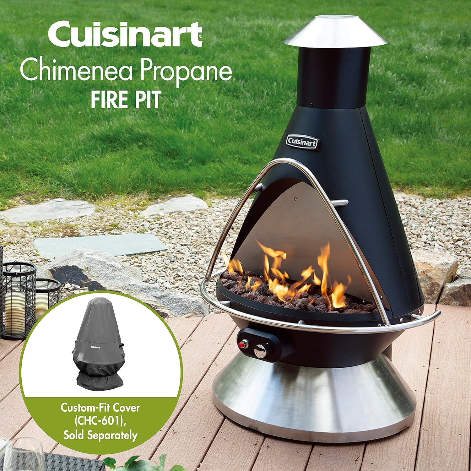COH-600 Propane Fire Pit, Patio Heater with Tip-Over Safety Switch, 8 lbs. Lava Rocks Included, 31