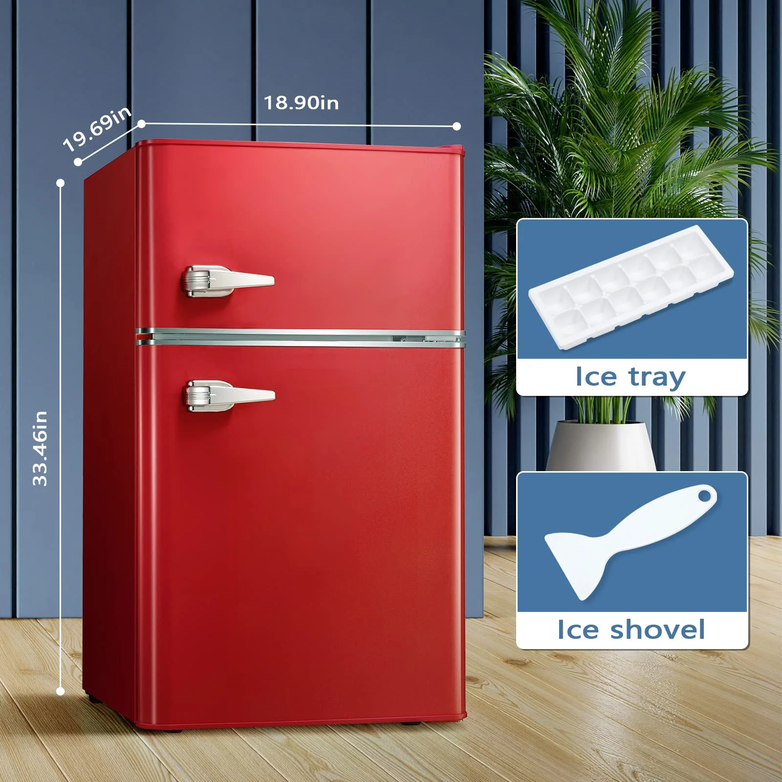 Kismile  Mini Fridge 3.1Cu.Ft Compact Refrigerator 2-Doors Freezer