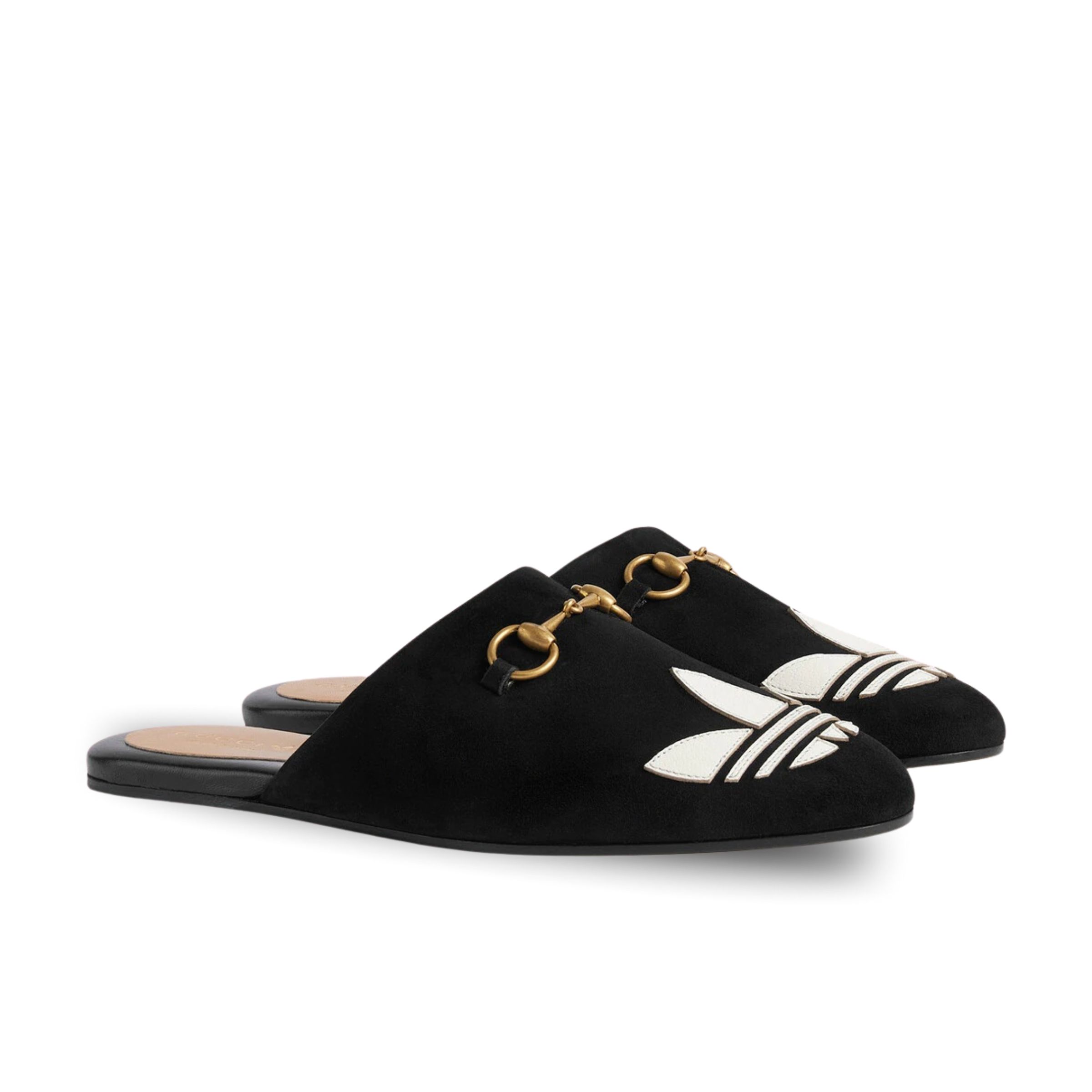 Gucci X Adidas Women’S Trefoil Slipper Leather Black