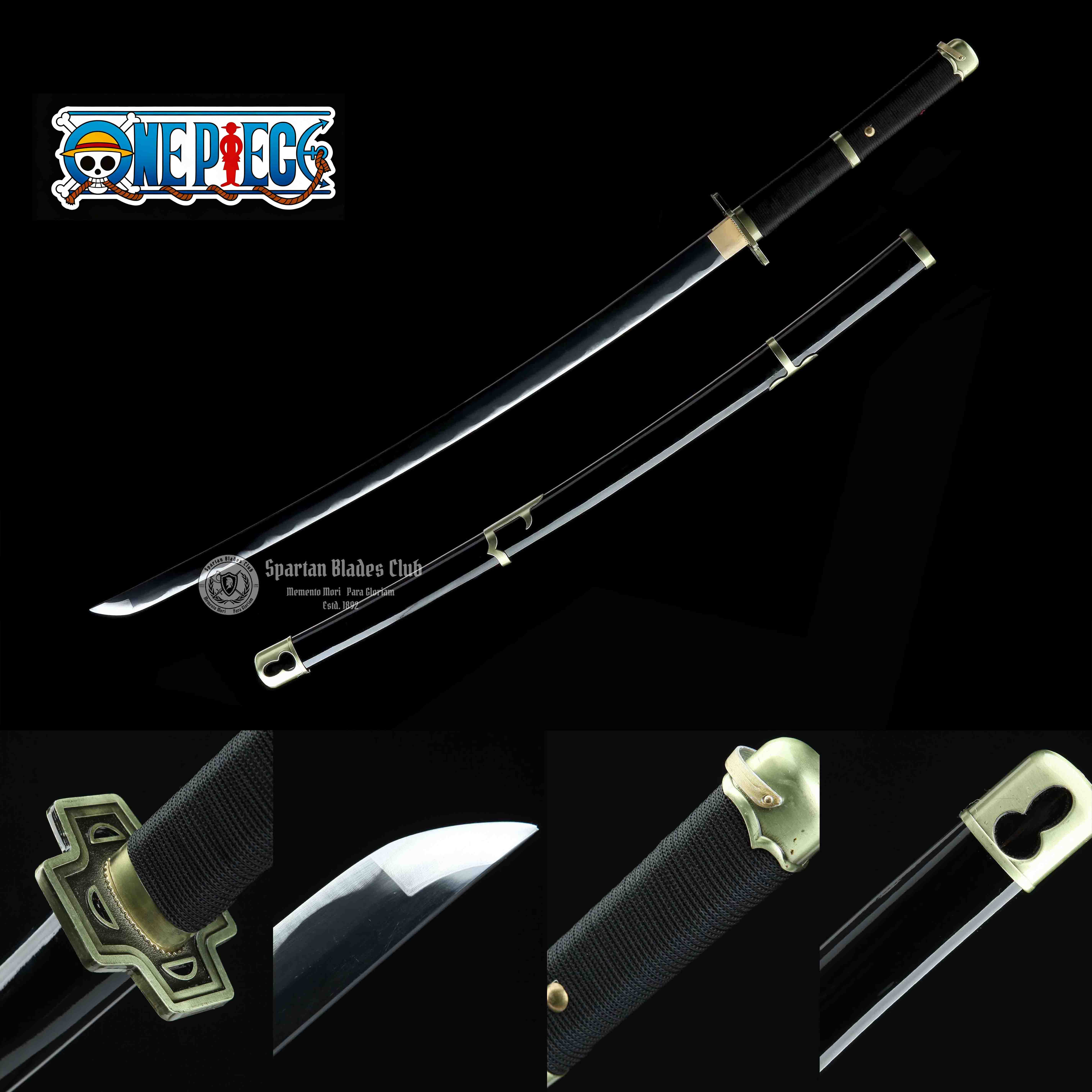 HZW05 | Yubashiri | One Piece | Roronoa Zoro Katana | 1045 Carbon steel | Sharp | Handmade Real Sword | Black | Battle-Ready | Full-tang | Japanese Anime Cosplay | Spartan Blades Club | CHEN'S SWORDS 1892 - Spartan Blades Club - 陳氏劍莊1892