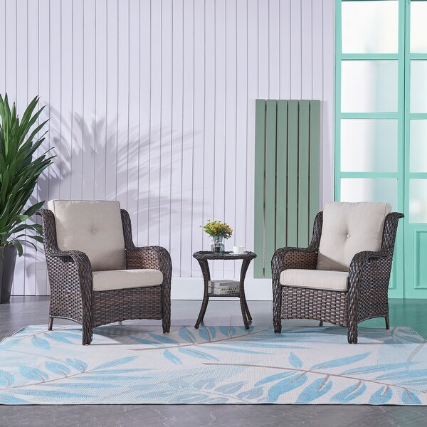 Pocassy Outdoor Wicker Bistro Set,3 Piece Patio Set