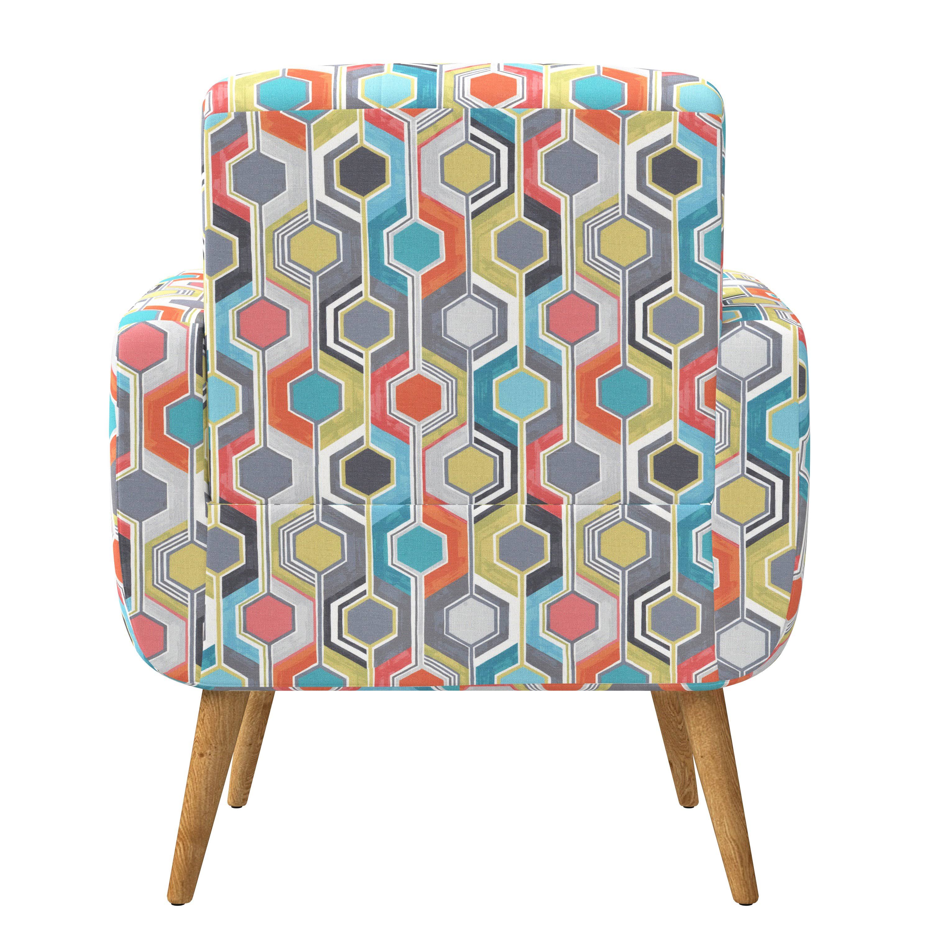 Domesis Kremmling Mid-Century Modern Armchair Peacock Blue Linen