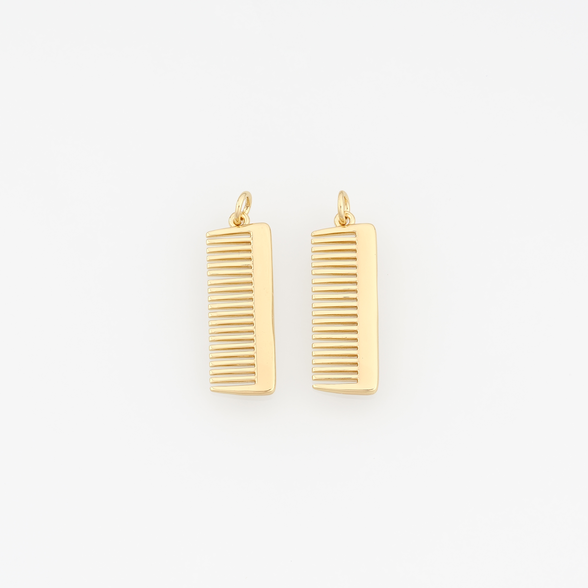 18K Gold Filled Comb Pendant,Hairstylist Charm,Comb Earrings Necklace for DIY Jewelry Making Supply