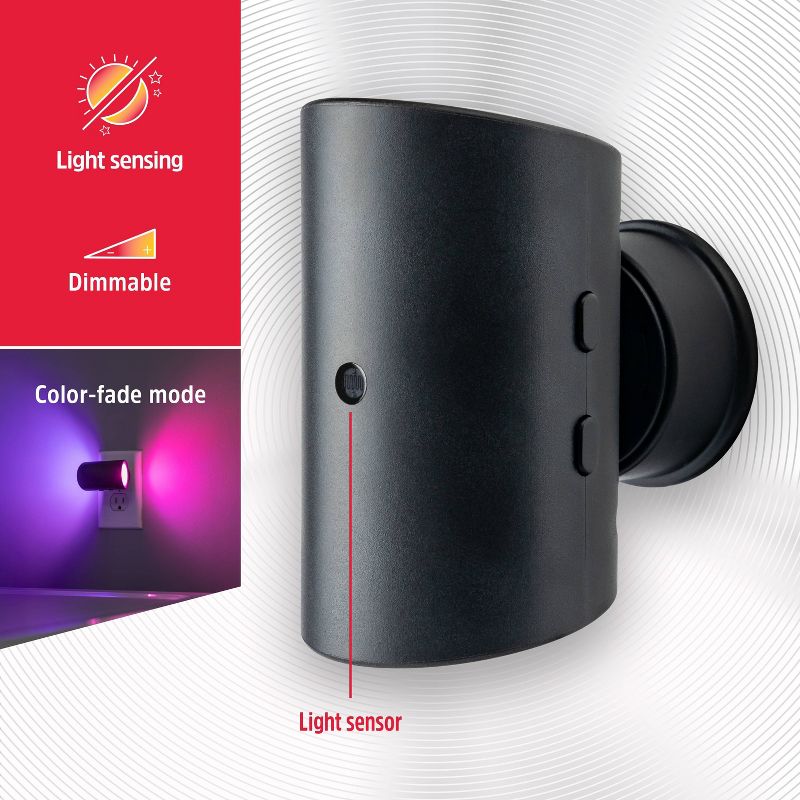 Energizer Swivel Dual Control Sconce Color-Changing Light-Sensing Dimmable Night Light