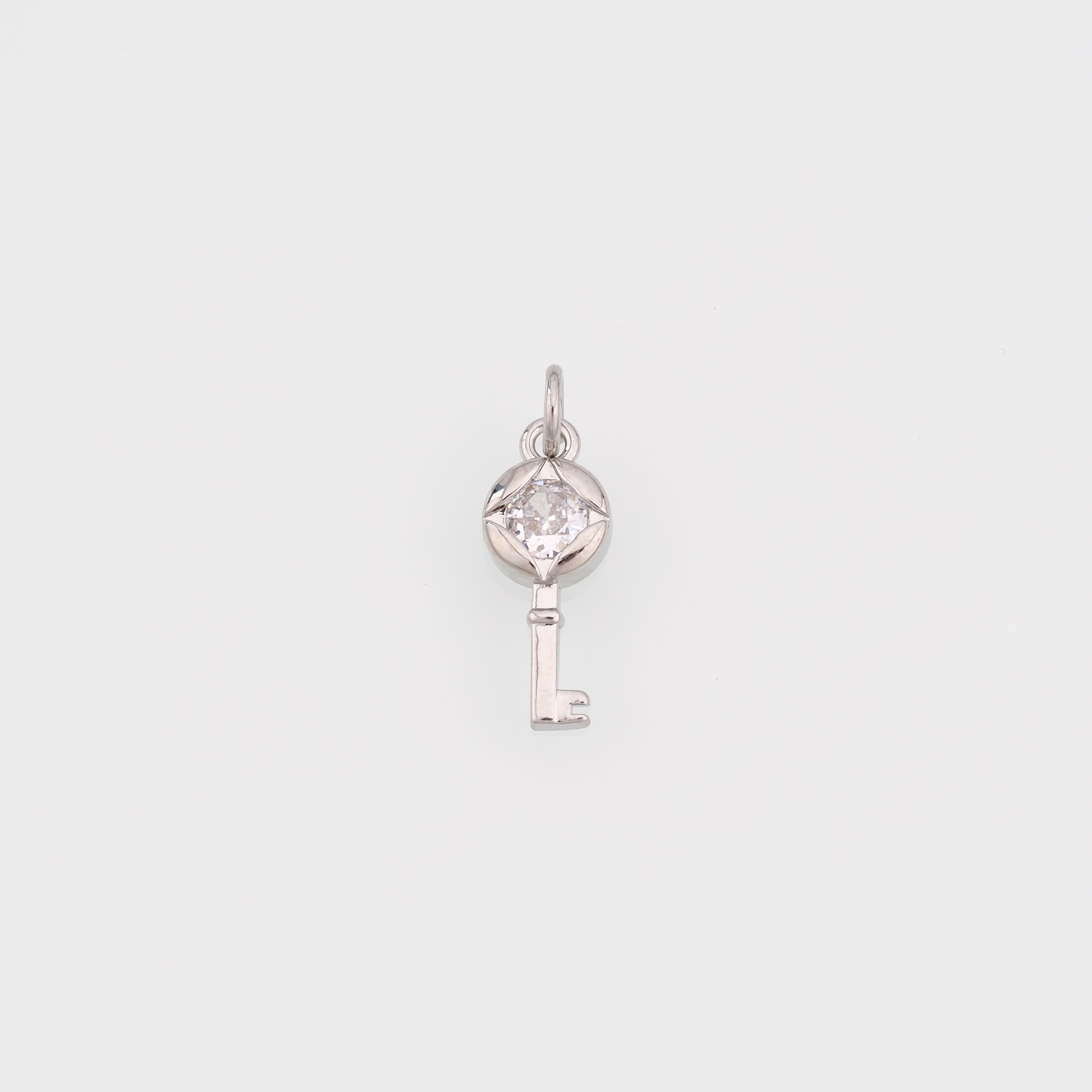 18K Gold Filled Key Pendant,CZ Micro Pave Key Charm Earrings Necklace for DIY Jewelry Making Supply