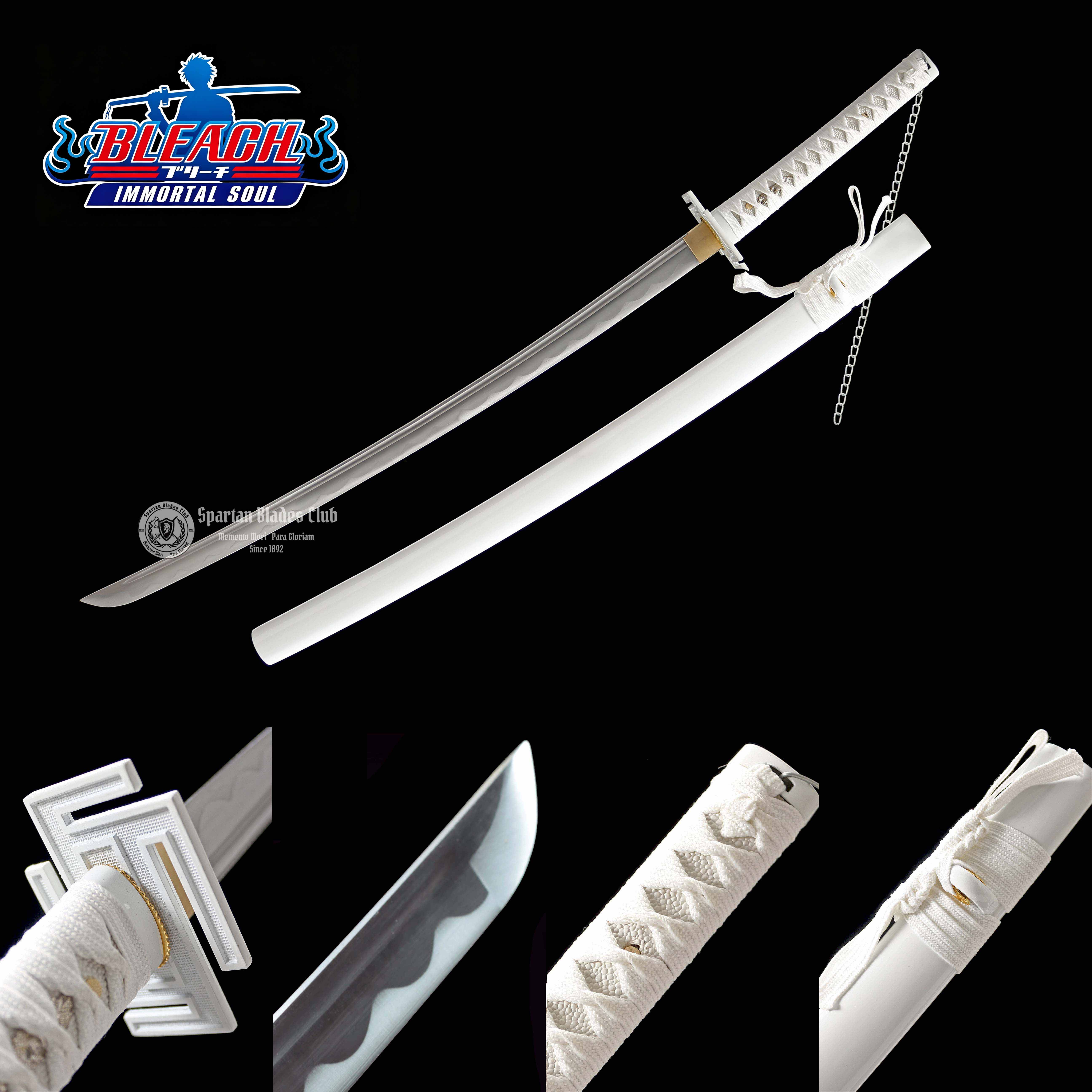 TK50 | Hakuten Tensa Zangetsu | Bleach | Bankai | Kurosaki Ichigo | 1045 Carbon steel | Handmade Real Sword | Sharp | White | Battle-Ready | Full-tang | Spartan Blades Club | CHEN'S SWORDS 1892 - Spartan Blades Club - 陳氏劍莊1892