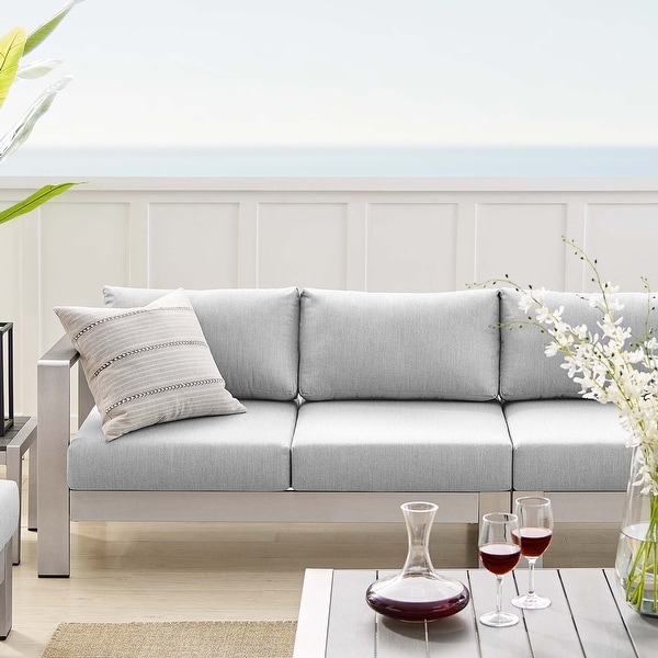 Shore Sunbrella? Fabric Outdoor Patio Aluminum 7 Piece Sectional Sofa Set