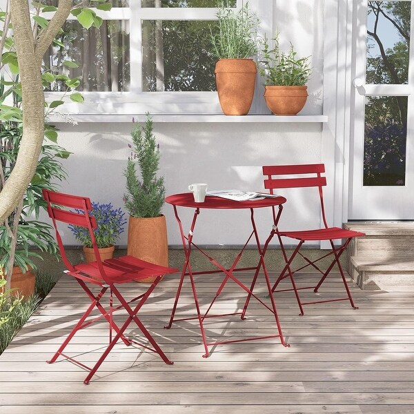 3 Piece Foldable Patio Set,Bistro Set,Outdoor Table and Chairs