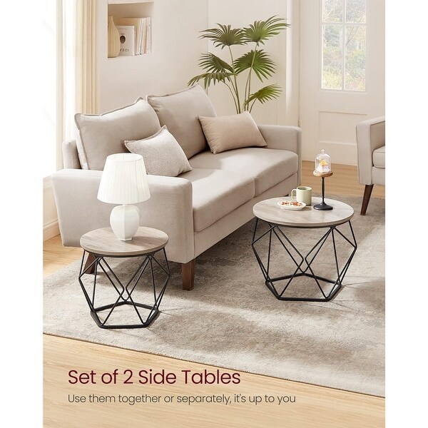 Small Coffee Table Set of 2,Round Coffee Table ,Greige and Black