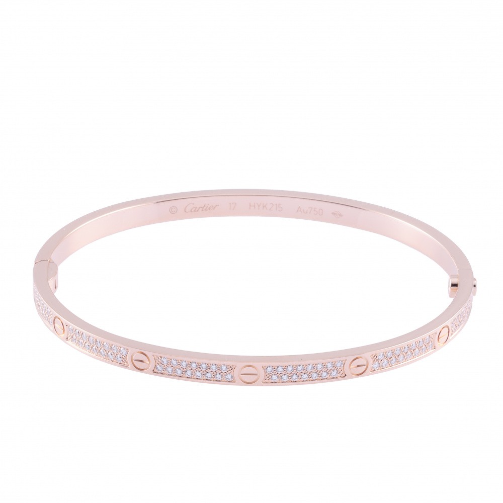 Cartier Love Pavé Diamonds Sm Bracelet 18K Rose Gold Diamond