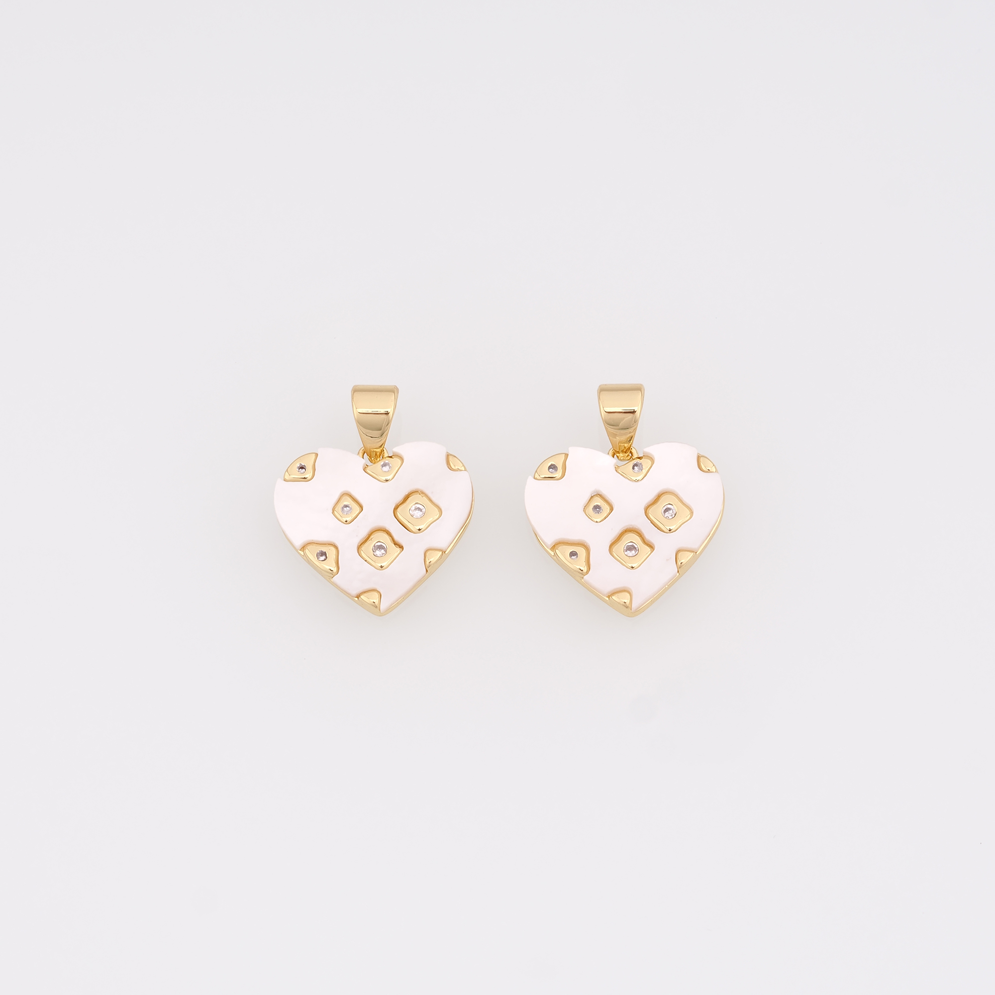18K Gold Filled Heart Pendant,Enamel Heart Charm Earrings Necklace for DIY Jewelry Making Supply