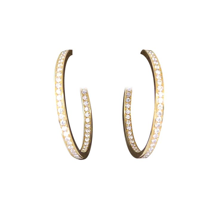 Cartier Hoop Diamond Earrings K18YG Yellow Gold Earrings
