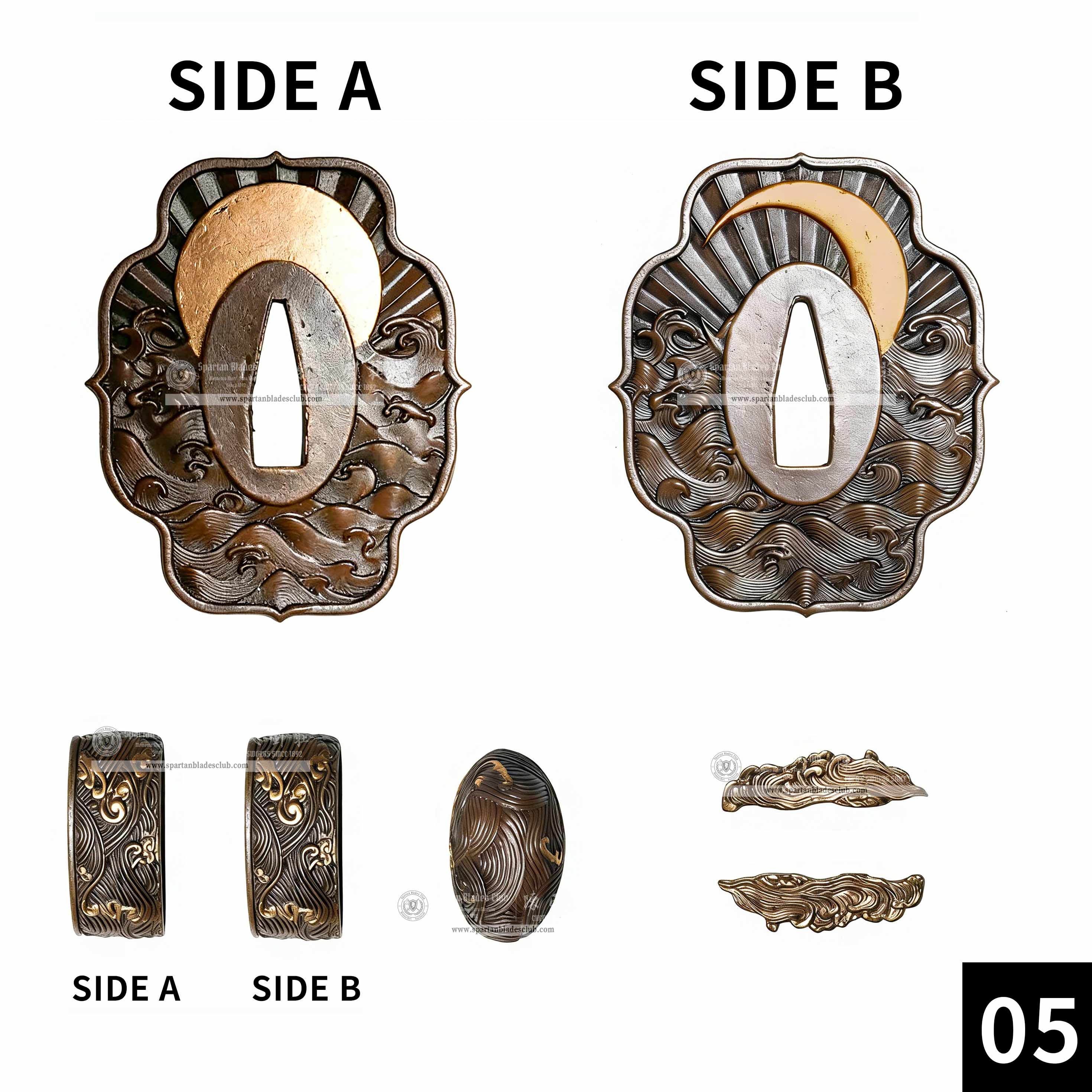 Custom Your Katana | Waves | Complete Set Fittings (Brass Gilded) | Spartan Blades Club | CHEN'S SWORDS 1892 - Spartan Blades Club - 陳氏劍莊1892