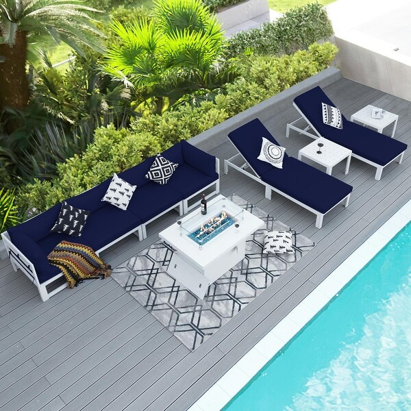 Nicesoul White Aluminum Modern Patio Furniture Sectional Sofa Set with Cushion